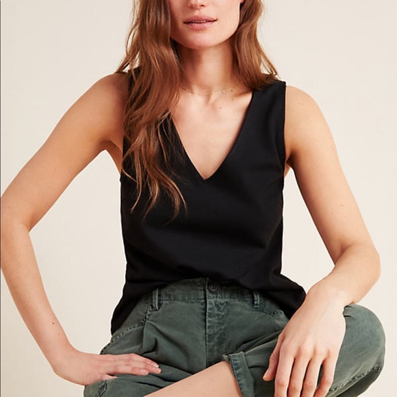 Anthropologie Tops - ANTHROPOLOGIE DEVYN BLACK V NECK CHIC TOP XL NEW